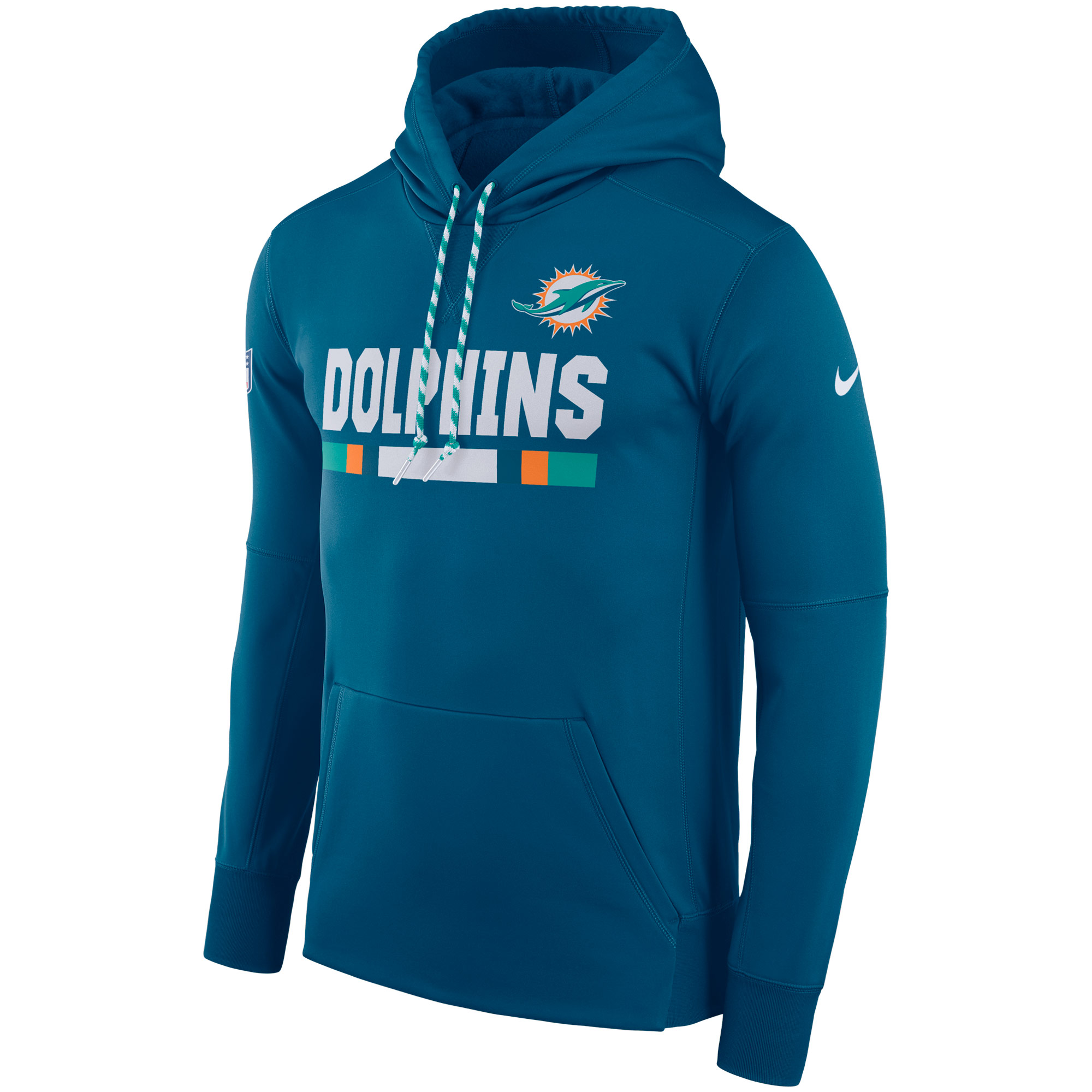 NFL Men Miami Dolphins Nike Aqua Sideline ThermaFit Performance PO Hoodie